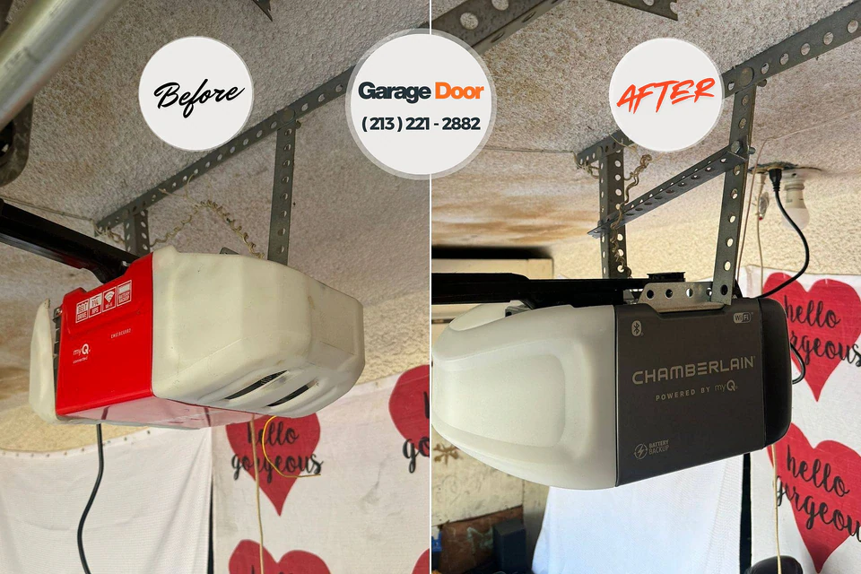 Before and after: garage door repair Harrison, MI